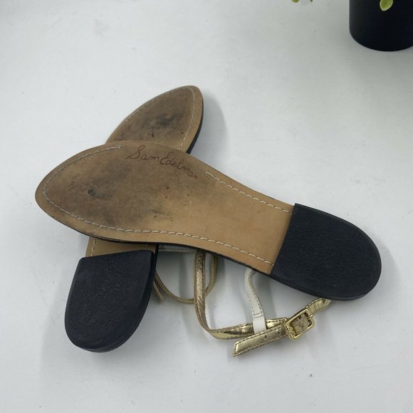 Sam Edelman Sz 8 Leather Sandals Black White Gold - Picture 5 of 6